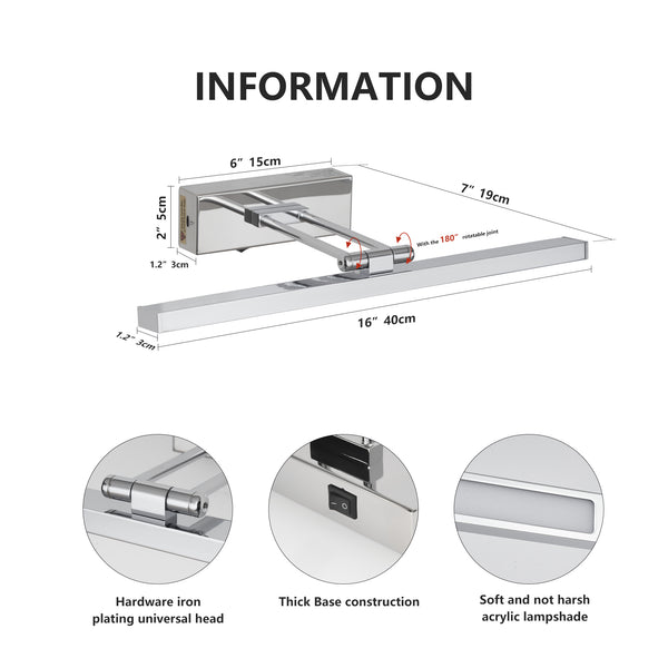 English Elm Battery Picture Light 16" Wireless LED Rechargeable Art Light with Remote Dimmer Sleek Metal Finish Chrome W2312P374957