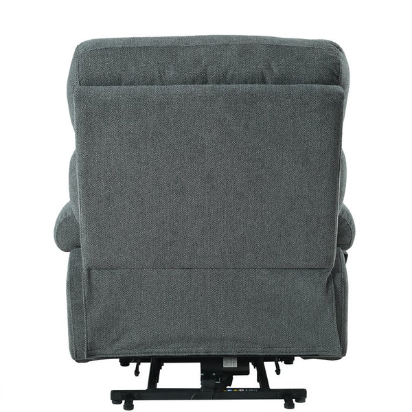 English Elm Oversized Power Lift Recliner Chair with Remote Control, Spacious Fabric Seat and Side Pocket for Comfort and Support Dark Gray W1028P261272
