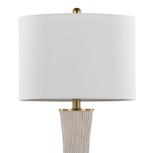 English Elm Brush Ceramic Table Lamp Set of 2 with Gold Base and Linen Shade for Refined Interiors B202P471585