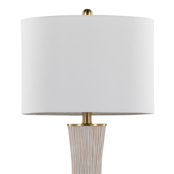 English Elm Brush Ceramic Table Lamp Set of 2 with Gold Base and Linen Shade for Refined Interiors B202P471585