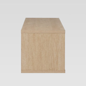 Hamkke Scandinavian Boho 58" Floating TV Stand with Rattan Doors - Stylish Coastal Oak Design & Storage