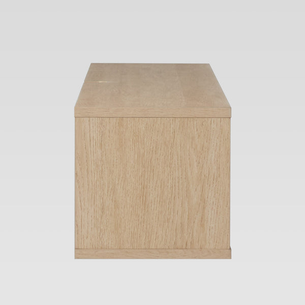 Hamkke Scandinavian Boho 58" Floating TV Stand with Rattan Doors - Stylish Coastal Oak Design & Storage