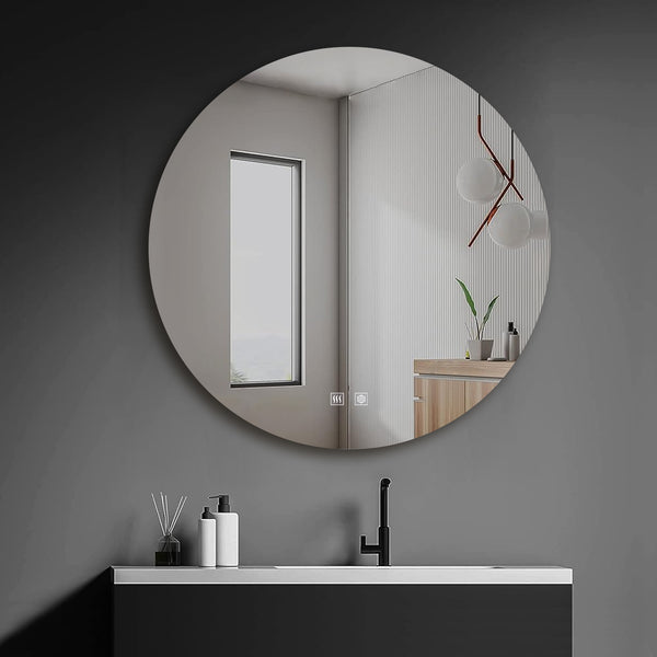 English Elm Nordica Round Backlit Led Vanity Mirror with Defogger and Touchscreen Controls B2731P478356