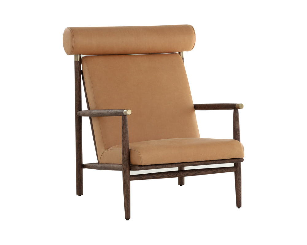 Sunpan Biko Lounge Chair - Timeless Sahara Camel Leather With Solid Oak Frame For Ultimate Comfort & Style Brown Leather 111312