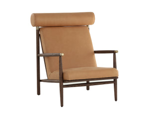 Sunpan Biko Lounge Chair - Timeless Sahara Camel Leather With Solid Oak Frame For Ultimate Comfort & Style Brown Leather 111312