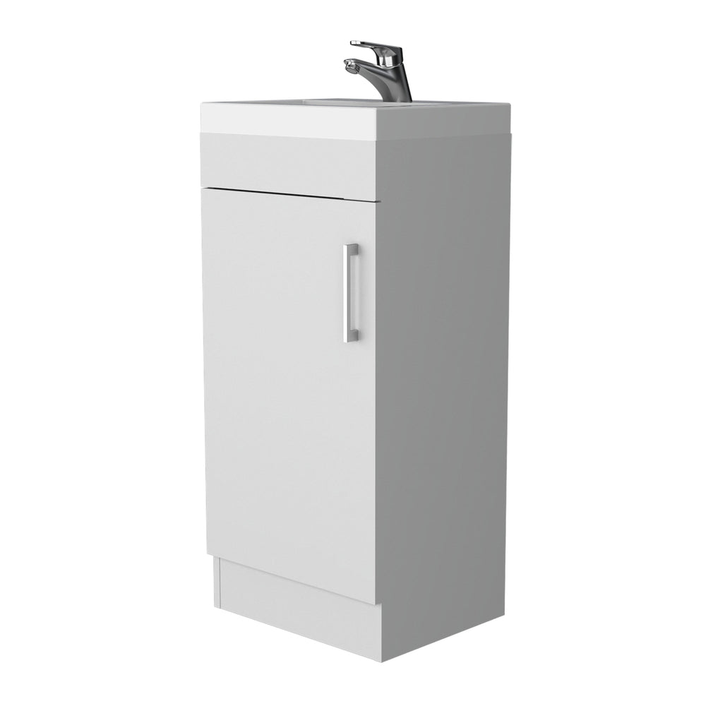 English Elm White 1-Door Vanity Sink with Spacious Cabinet Compact Melamine Bathroom Vanity 32.6"H x15.7"W B062S00563