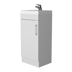 English Elm White 1-Door Vanity Sink with Spacious Cabinet Compact Melamine Bathroom Vanity 32.6"H x15.7"W B062S00563