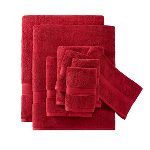 JLA Home Madison Park Signature - Quick 100% Cotton 6pc Towel Set — Plush Zero-Twist Terry, 400 GSM Quick-Dry, Absorbent & Durable Bright Red MPS73-550