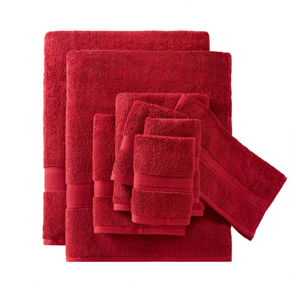 JLA Home Madison Park Signature - Quick 100% Cotton 6pc Towel Set — Plush Zero-Twist Terry, 400 GSM Quick-Dry, Absorbent & Durable Bright Red MPS73-550