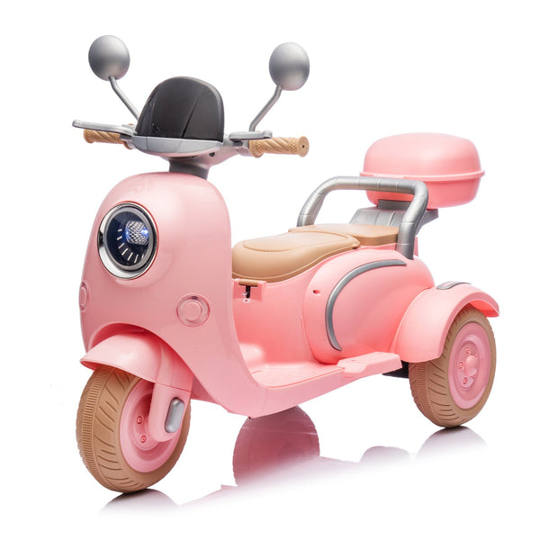 English Elm 12v Dual Motor Two Seater Kids Electric Ride on Motorcycle with Bluetooth Led and Trunk Pink W1578P268012