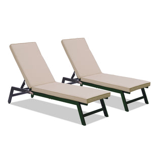 English Elm 2PCS 75" Chaise Lounge Cushion Set Khaki - Removable Zipper Covers, Straps, Sponge Fill Comfort W41940699