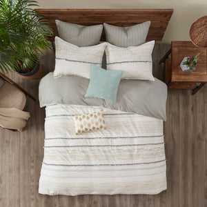 English Elm Full/Queen Nea Cotton Printed Duvet Cover Set with Trims, Tassels & Anti-Microbial Finish for Chic Bedrooms B03596468