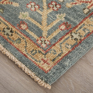 Feizy Rugs Carrington Hand Knotted Premium Wool Rug With Traditional Oushak Motifs And Elegant Fringe Accents Blue,Red,Gold Wool 9826499fblurste50