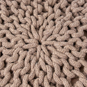 English Elm Moro Chunky Cable Knit Cotton Round Pouf Artisan Footrest for Living Room or Nursery 60480.00BRN