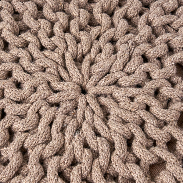 English Elm Moro Chunky Cable Knit Cotton Round Pouf Artisan Footrest for Living Room or Nursery 60480.00BRN