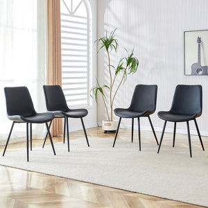 English Elm Black Faux Leather Dining Chairs Set of 4 with Curved Seats and Slim Metal Legs W1151P408848