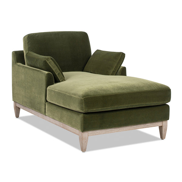 English Elm Jennifer Taylor Home - Pasadena Modern Farmhouse Chaise Lounge Chair In Olive Green – Eco-Friendly Velvet Comfort & Style B2719P265597