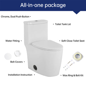 English Elm 1.1/1.6 Gpf Skirted One-piece Elongated Ceramic Toilet with Soft Close Seat Watersense B2724P246932