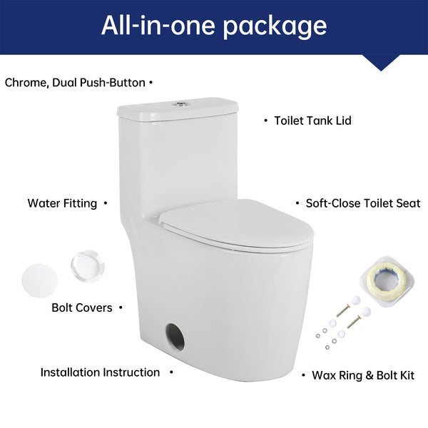 English Elm 1.1/1.6 Gpf Skirted One-piece Elongated Ceramic Toilet with Soft Close Seat Watersense B2724P246932