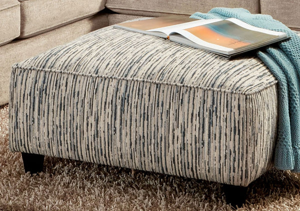 English Elm Stripe Multi-Finish Transitional Upholstery Ottoman 38x38x16in Gel Foam, Woven Fabric, Tapered Legs B2741P355847