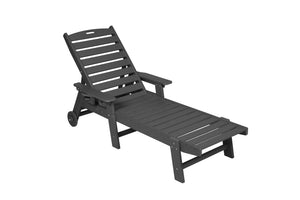 English Elm Lounge Chair Outdoor - Oversized Hdpe Chaise Lounge With Wheels, Cup Holder & 5 Reclining Positions W2103P254600