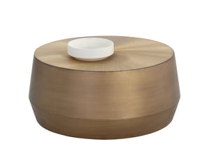 Sunpan Creed Coffee Table - Hand-Etched Iron Design with Drum Base, Perfect for Modern Living Spaces Small - 34W x 34.25D x 15H