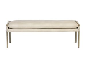 Sunpan Bellevue Upholstered Bench with Antique Brass Frame - Stylish, Unique Textures for Modern Spaces Bravo Cream