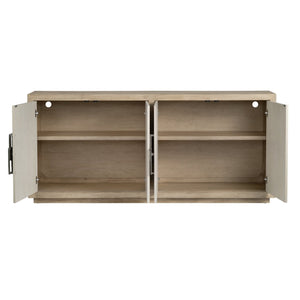 Crestview Collection Transitional Media Sideboard - Modern Storage Solution With Antique Nickel Accents For Your Living Room Tan Solid Wood Cvfdr1217