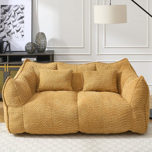 English Elm Soft Plush Foam Beanbag Chair for Two People, Square Recliner Sofa With Superfiber Comfort Embrace Yellow W1996P252272