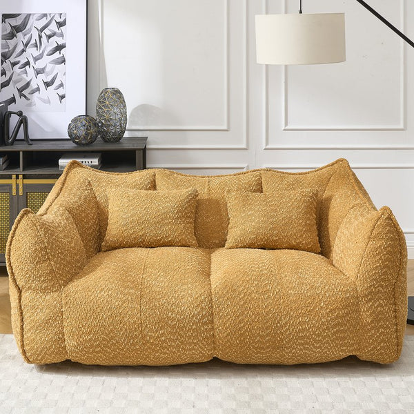 English Elm Soft Plush Foam Beanbag Chair for Two People, Square Recliner Sofa With Superfiber Comfort Embrace Yellow W1996P252272