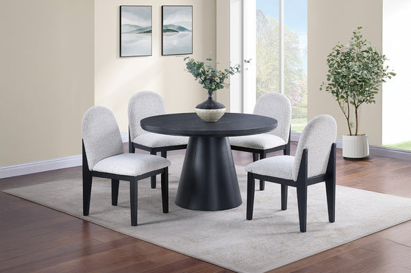 English Elm Dining Italian-Inspired Formal Dining Set with Glass Insert, Tufted Upholstery & Carved Accents, 7pc Black,White 29 L x 9 W x 33 H B011S01729