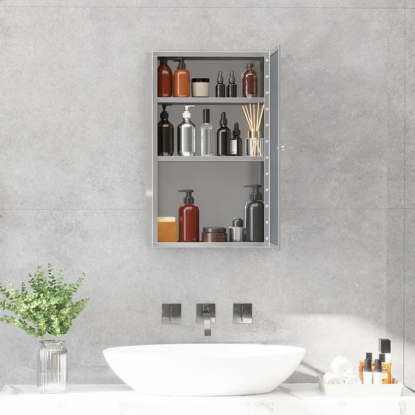 English Elm HOMCOM Slim Bathroom Storage Cabinet Narrow Freestanding Organizer with Drawers & Hidden Compartments Silver W2225P200845