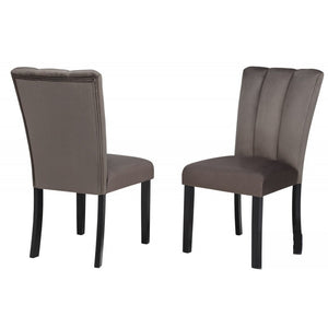 English Elm Cedar Channel-Tufted Velvet Dining Chairs Set of 2 — Plush Brown Seats, Modern Comfort & Durability B011P361974