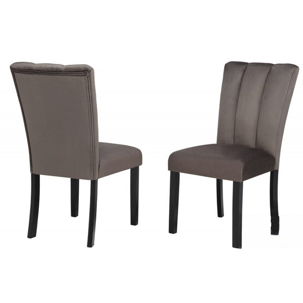 English Elm Cedar Channel-Tufted Velvet Dining Chairs Set of 2 — Plush Brown Seats, Modern Comfort & Durability B011P361974