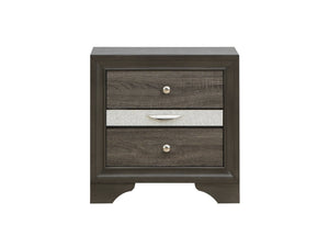 English Elm Madrid three-drawer nightstand with felt-lined top drawer, durable laminate wood grain finish and solid trim Gray 29 L x 29 W x 19 H B078P286058