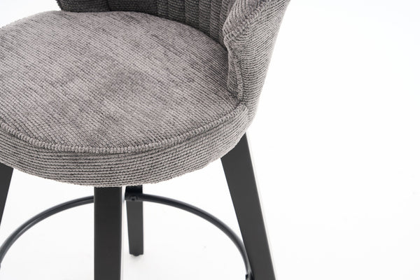 English Elm 008-Wing Upholstered Swivel Counter Stools Set of 2 with Solid Wood Legs, Chenille Comfort & 250lb Capacity DARK GREY W2636P239834