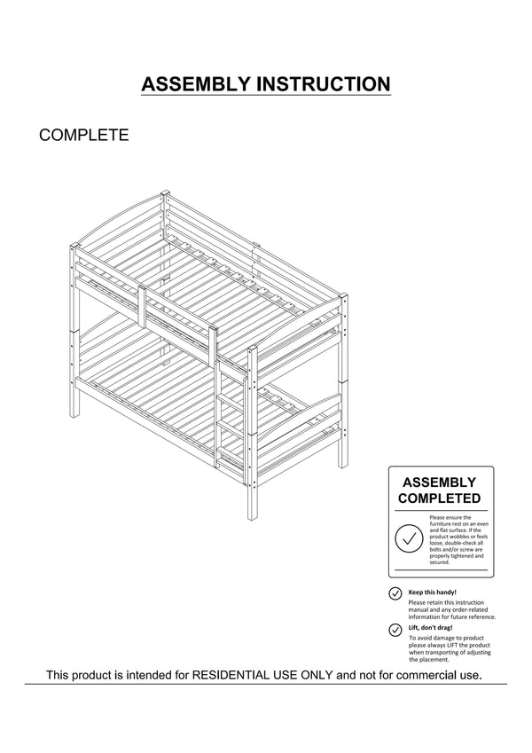 English Elm Twin Arch Slat Bunk Bed with Patented Insert & Lock Joint System — Sturdy Transitional Style, Space-Saving Design Espresso 14 L x 81 W x 9 H B2741P346378