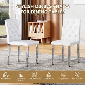 English Elm 4-piece Brown Suede Dining Chair Set with Tufted Back and Walnut Metal Legs White+Silver W1151P361155
