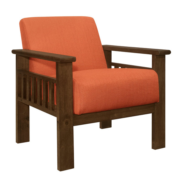 English Elm Orange Helena Accent Chair Walnut Finish with Storage, Arts & Crafts Padded Orange Fabric Seat Back B011P256311