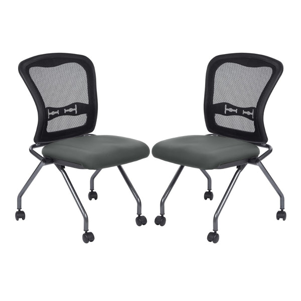 OSP Home Furnishings Soft-flex Pro-line Ii Folding Chair with Progrid Mesh Back and Lumbar Support Grey 84220-226