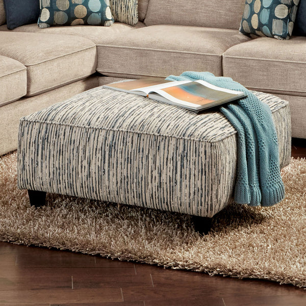English Elm Stripe Multi-Finish Transitional Upholstery Ottoman 38x38x16in Gel Foam, Woven Fabric, Tapered Legs B2741P355847
