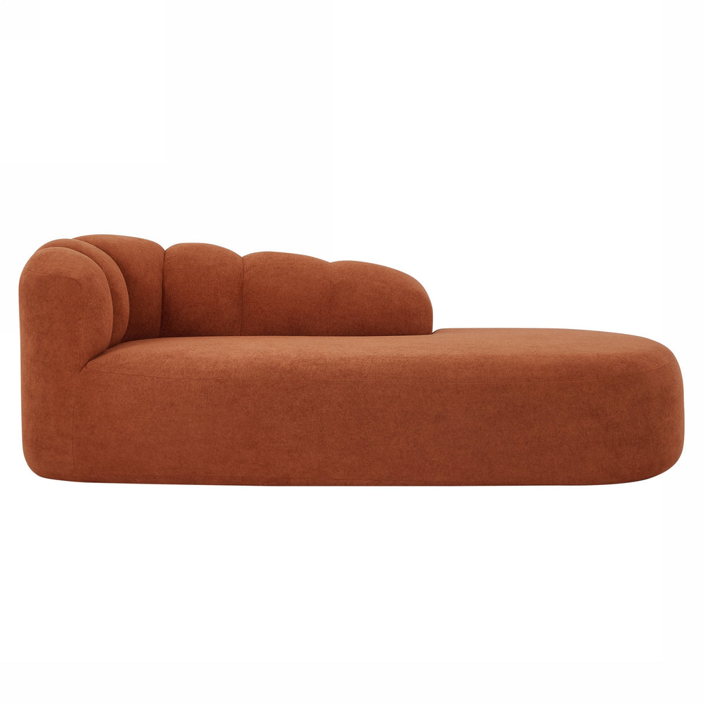English Elm 80" Curved Sofa Scalloped Bubble Back Polyester Upholstered Modern Living Room Seating Dark Orange N771P397555C