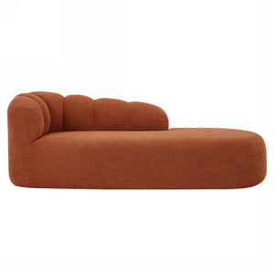English Elm 80" Curved Sofa Scalloped Bubble Back Polyester Upholstered Modern Living Room Seating Dark Orange N771P397555C