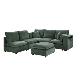 English Elm Swivel Barrel Accent Chair Chenille Tufted Round Club Seat for Living Room Lounge Green N719S002300F
