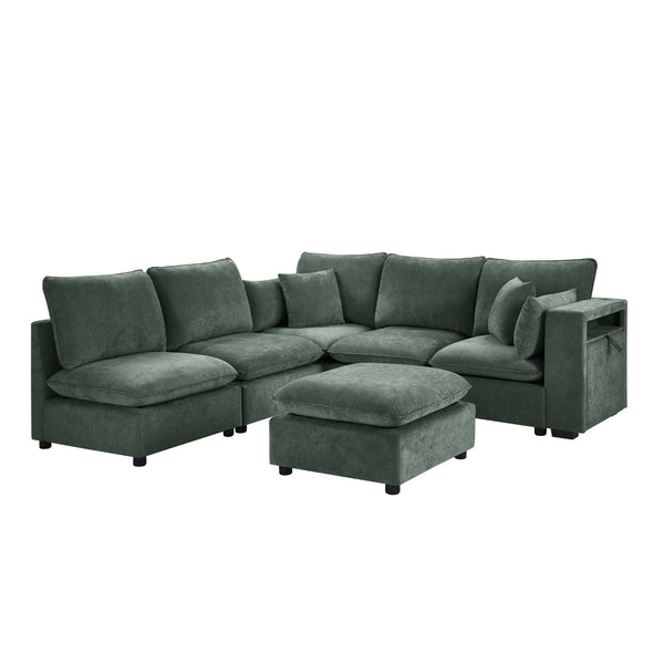 English Elm Swivel Barrel Accent Chair Chenille Tufted Round Club Seat for Living Room Lounge Green N719S002300F