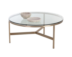 Sunpan Flato Coffee Table - Elegant Antique Bronze Finish with 10mm Tempered Glass for Modern Spaces