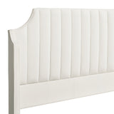 English Elm Addison King Channel Tufted Panel Bed Frame, Cloud White Performance Velvet