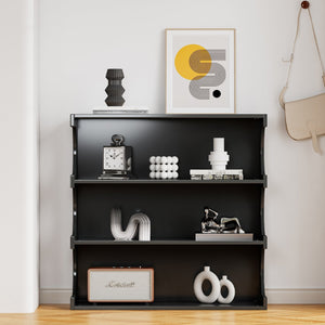 English Elm Multifunctional 4-Tier Bookshelf & Coffee Table – Modern Minimalist Living Room Organizer with Display and Storage Black W1801137469