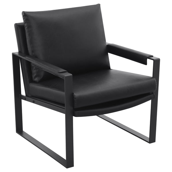 English Elm Goldbriar Vegan Leather Accent Chair with Gunmetal Sled Frame for Modern Interiors B062P451717