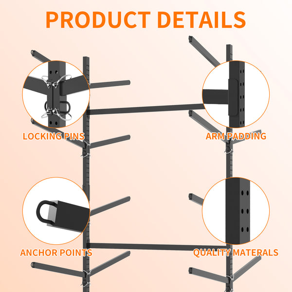 English Elm 82"h Freestanding Steel Kayak Storage Rack Holds 8 Boards with Locking Wheels T2398P313238